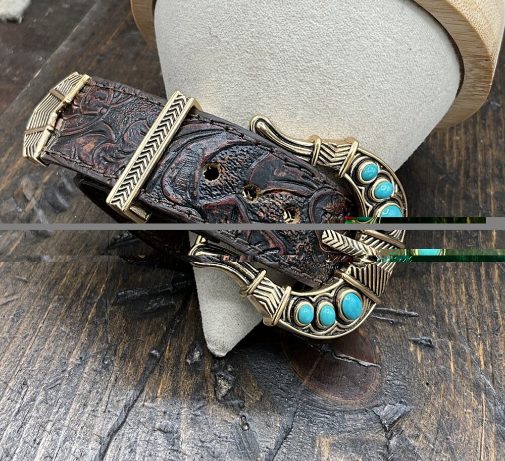 Barse Buckle Bracelet- Turquoise- Leather- Bronze- NWT